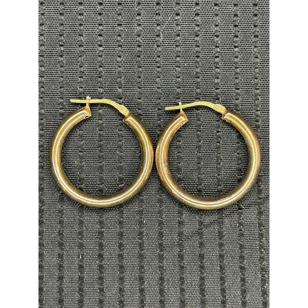 GZM Jordan 925 Sterling Silver Gold Plated Hollow Tube Hoop Earrings 1.8g